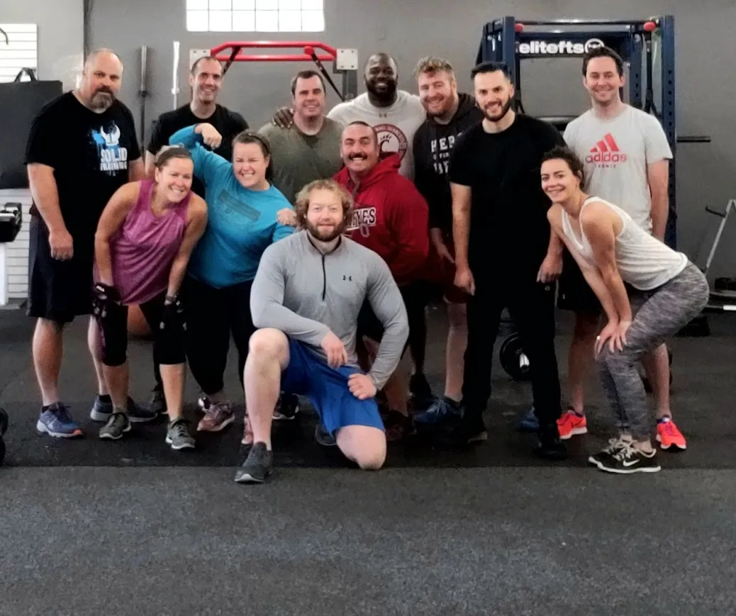 The Solid Training community together on the gym floor
